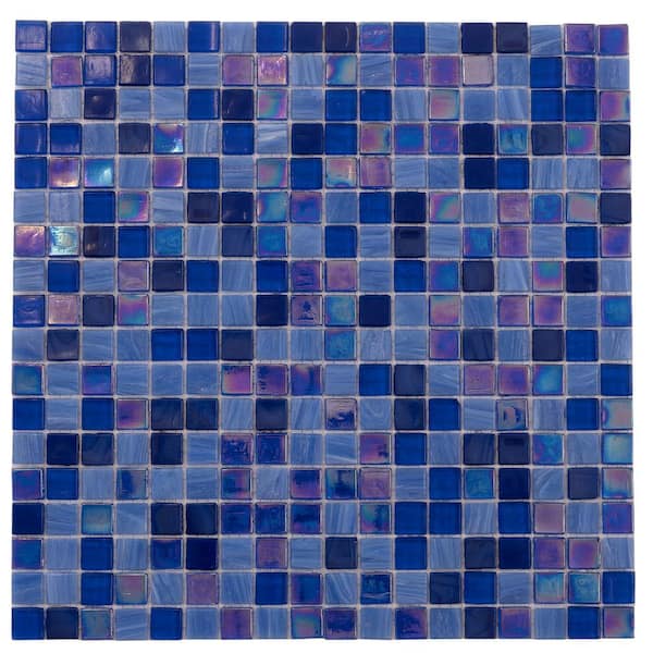 Apollo Tile Mingles 4 in. x 6 in. Glossy Blue Glass Mosaic Uniform square Wall and Floor Sample Tile (0.13 sq. ft./Piece) (1-Pack)