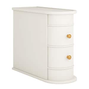 Kerlin 23.6 in. White Solid Wood 2-Drawer End Table Set, No Assembly Required, Finished Back