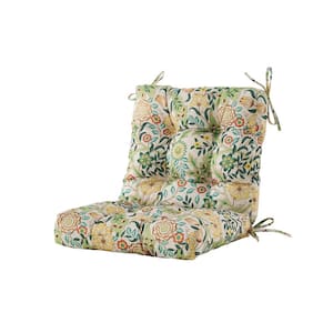 Outdoor Chair Cushion Tufted/Seat and Back Floral Patio Furniture Cushion with Tie In Invisible Yellow L40"xW20"xH4"