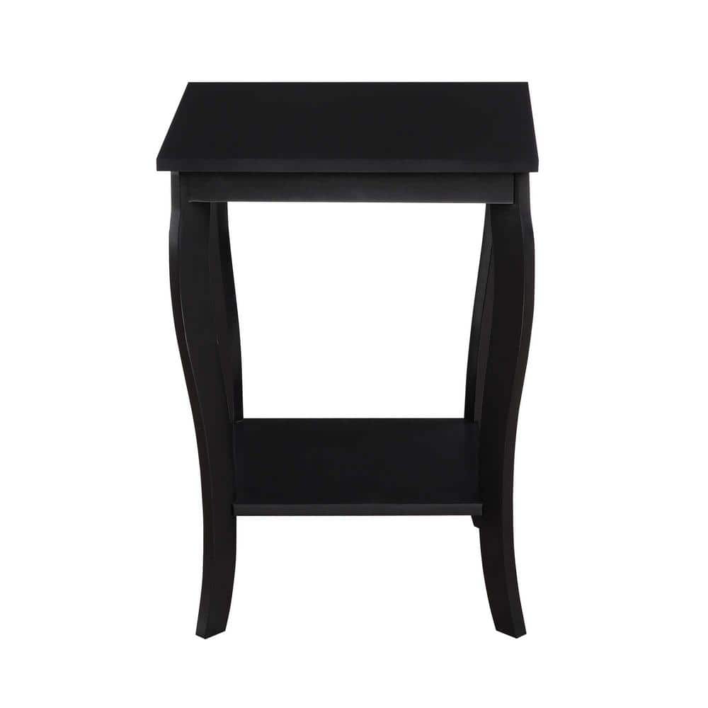 Heritage Square Black Rubberwood Dual-Tier End Table