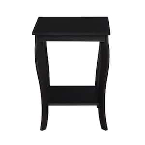 American Heritage Black 24 in.(H) Square Wood End Table with Two Tiers