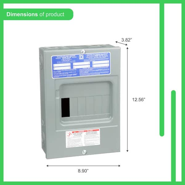 Square D - Homeline 100 Amp 6-Space 12-Circuit Indoor Surface Mount Main Lug Load Center with Cover