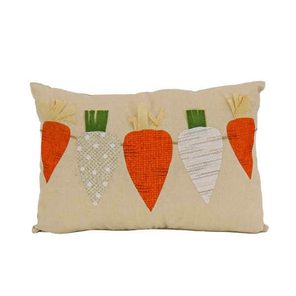 National Tree Company 18 in.x 10 in. String of Carrots Easter Pillow