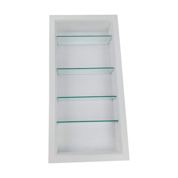 3.5 in. x 15.5 in. x 61.5 in. Dereka White Enamel Wood Recessed Wall Niche