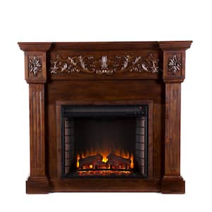 Dunkirk 44.5 in. W Carved Electric Fireplace in Espresso