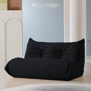 W Armless Soft Teddy Velvet Rectangle 3-Seater Floor Lazy Reclining Sofa in Beige