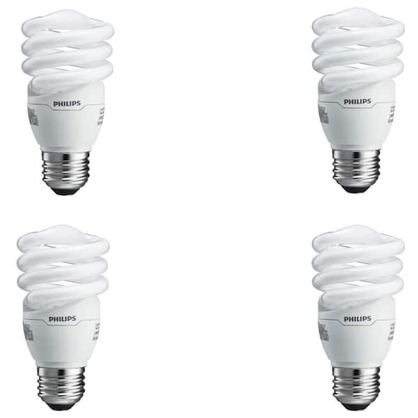 Philips 60-Watt Equivalent Spiral A-Line CFL Light Bulb Soft White (2700K) (4-Pack)