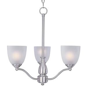 Stefan 3-Light Satin Nickel Chandelier with Frosted Shade