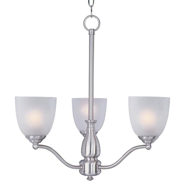 Maxim Lighting Stefan 3-Light Satin Nickel Chandelier with Frosted Shade