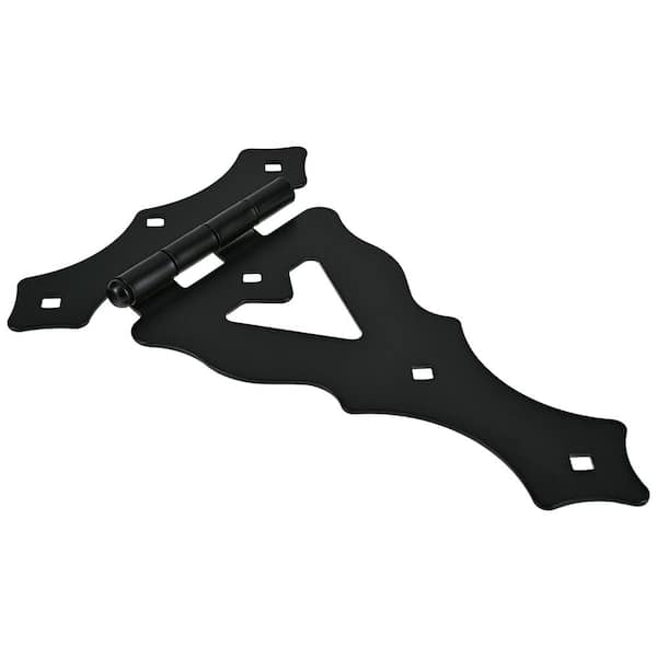 Hardware Essentials 10 in. Black Heavy Duty Ornamental Strap Hinge (4-Pack)