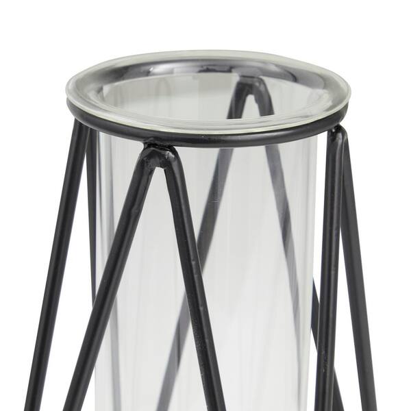 FRGMT M'Quve's Vase Black Whiteセット CosmoLiving by Cosmopolitan 13 in., 9 in. Black Tube Glass