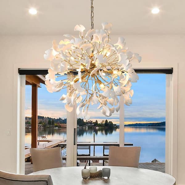 bov_No1_bakadog　シャンデリア YUYI 31.5 in. 9-Light Gold Sputnik Chandelier Luxury Round Ceramic