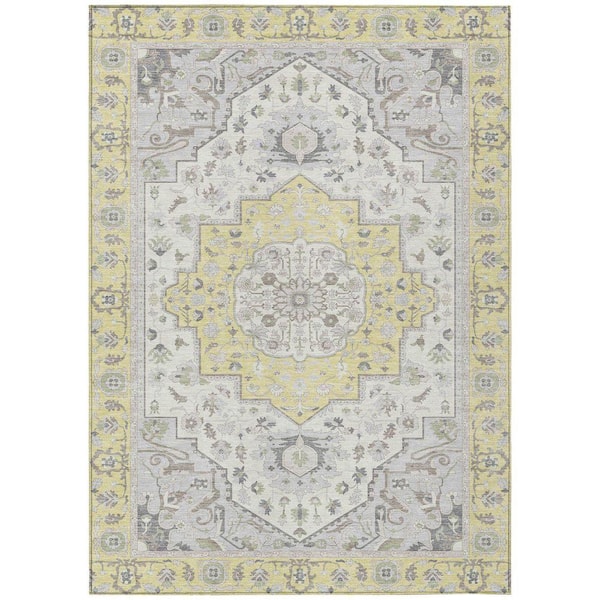Chantille Machine Washable Indoor/Outdoor Abstract ACN2674 Yellow 5 ft. x 7 ft. 6 in. Area Rug