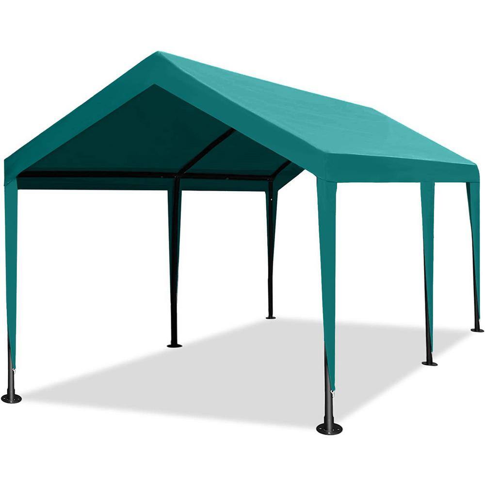Gray Laurel Canyon Shed Storage Shelter Outdoor Carport Canopy with Detachable Roll-up Zipper Door Portable Garage Tent Kit for Motorcycle Gardening Vehicle ATV and Car 10x10ft 