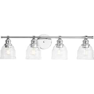 Ambrose 48 in. 4-Light Polished Chrome with Clear Glass Shades New Traditional Bath Vanity Light for Bath