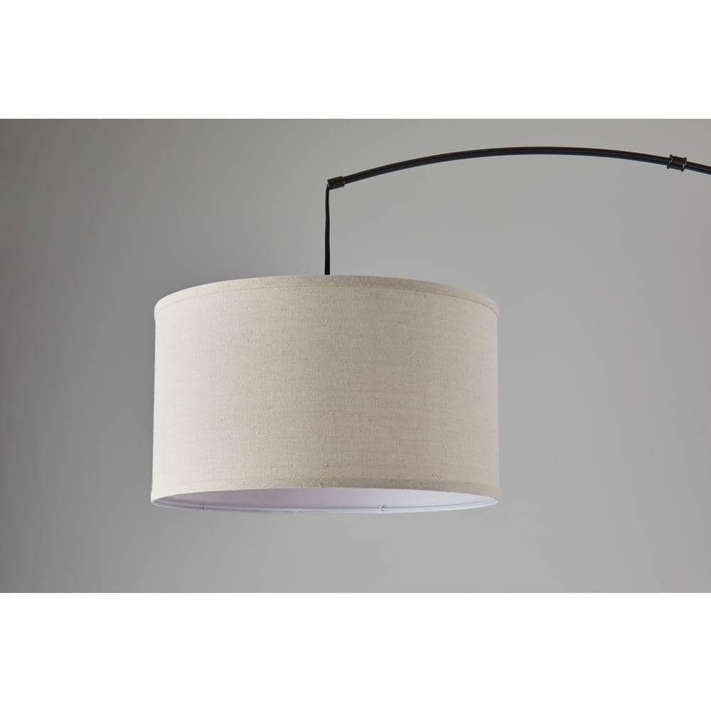 Arcadia Outdoor Black Metal Arc Floor Lamp with Oatmeal Shade