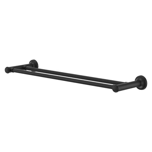 Pfister Briscoe 24 in. Wall Mounted Double Towel Bar in Spot Defense Matte Black
