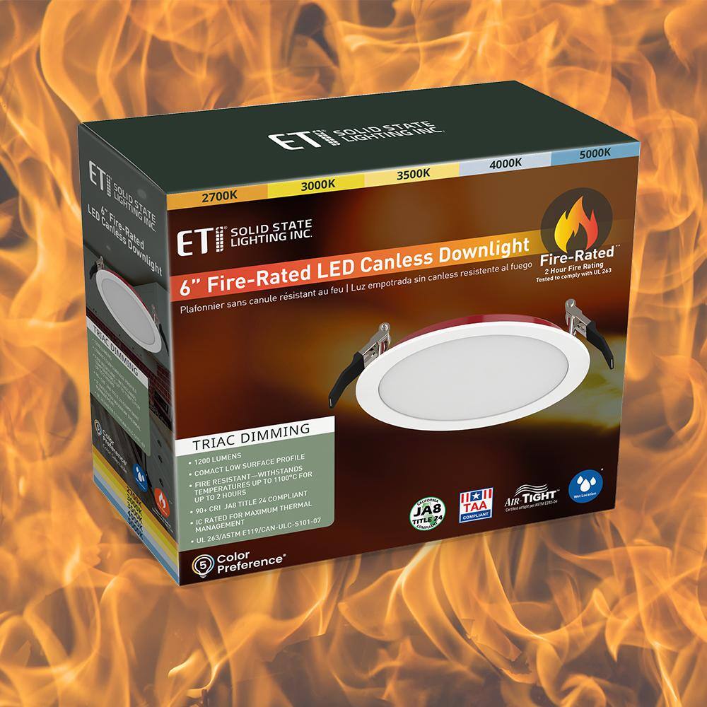 6-Inch Matte White Fire-Rated Canless LED Downlight