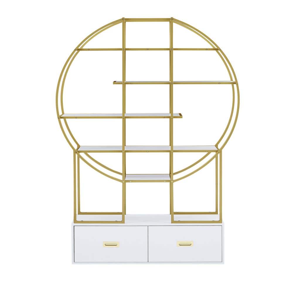 Reviews for FUNKOL 70.8 in. 5 Tiers Home Office Round Gold Frame Open