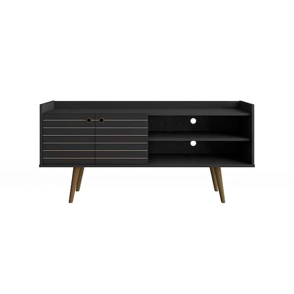Manhattan Comfort Bogart Black and Nature TV Stand Fits TV's up to 46 to 50 in.