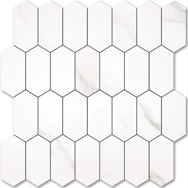 12.4 x 12 Inch Long Hexagon Peel and Stick Backsplash Tile - 10 Sheets for Kitchen and Bathroom