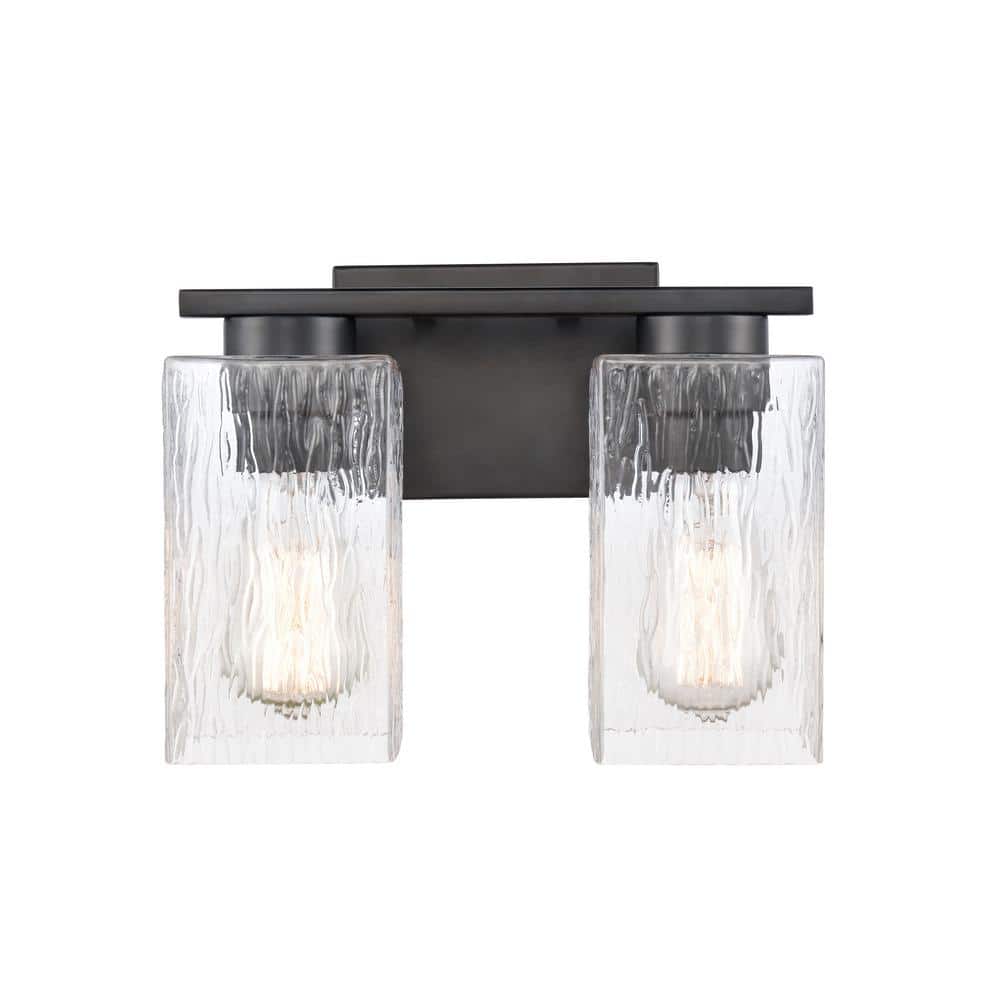 Juneau 11.25 in. Matte Black, Clear Rippled Vanity Light with Clear Glass Shade price history on PriceWatchPro