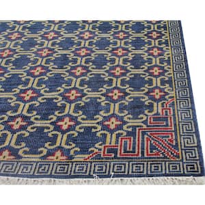 Sparta Navy 4 ft. x 6 ft. (3 ft. 6 in. x 5 ft. 6 in.) Geometric Transitional Accent Rug