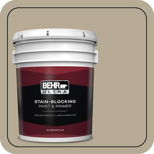 BEHR ULTRA 5 gal. #N330-4 Explorer Khaki Flat Exterior Paint & Primer