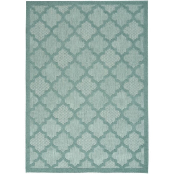 Aqua 5 ft. x 7 ft. Woven Polypropylene; Polyester Indoor/Outdoor Area Rug