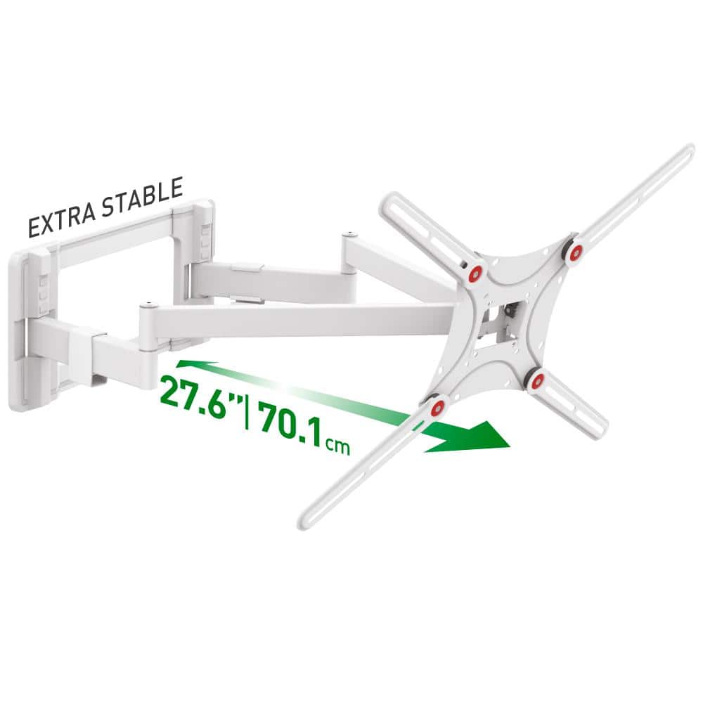 Barkan 13 in. to 90 in. Full Motion - 4 Movement Long Dual Arm Flat/Curved TV Wall Mount White Extremely Extendable price history on PriceWatchPro