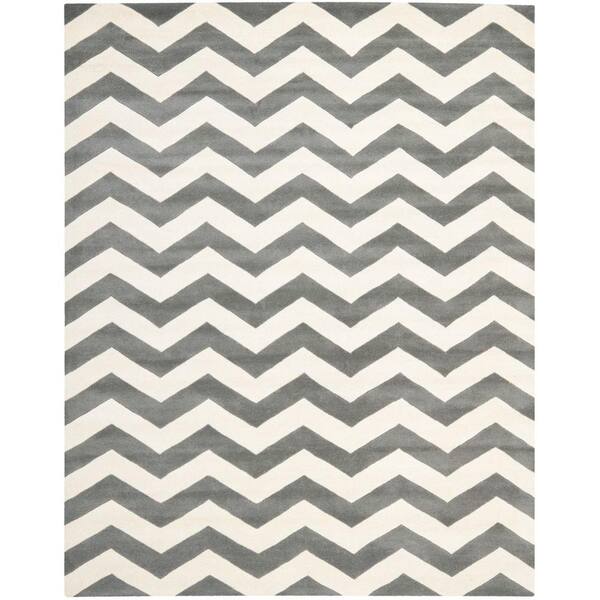 SAFAVIEH Chatham Dark Grey/Ivory 8 ft. x 10 ft. Area Rug