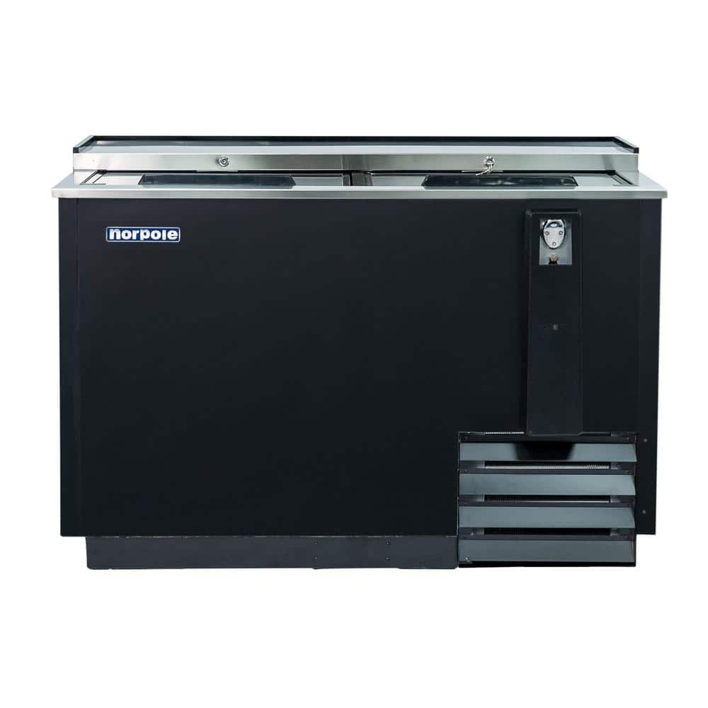 50 in. W 16 cu. ft. Commercial Beverage Cooler Refrigerator with Sliding Door in Black