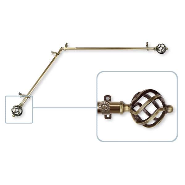 Rod Desyne Twist 13/16 in. Dia 48-84 in. L Corner Window Single Curtain Rod in Antique Brass