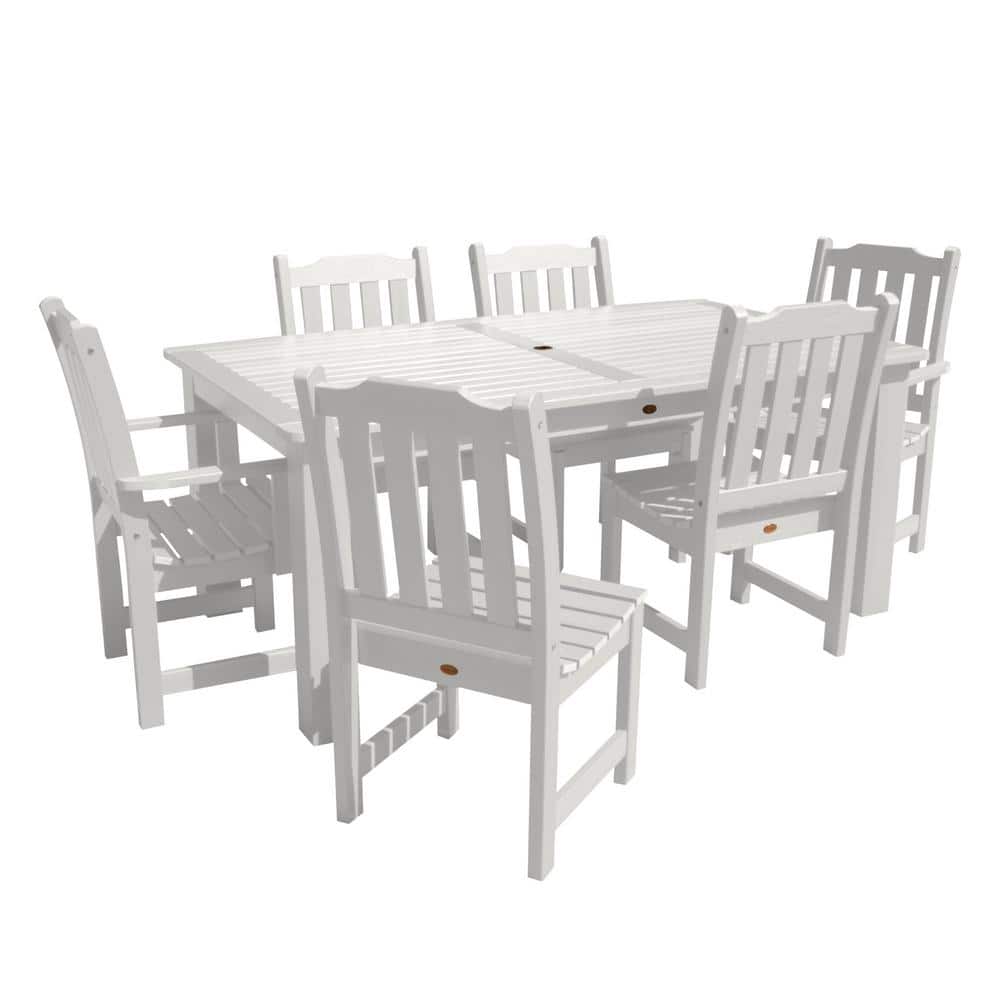 Highwood Lehigh White 7-Piece Recycled Plastic Rectangular Outdoor Dining Set -  ST7LH1CO5AA-WHE