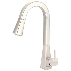 i3 Single Handle Pull-Down Sprayer Kitchen Faucet with Deckplate included and Quick Connect in Brushed Nickel
