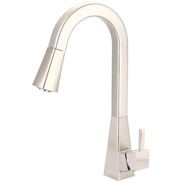 Olympia Faucets i3 Single Handle Pull-Down Sprayer Kitchen Faucet with Deckplate included and Quick Connect in Brushed Nickel