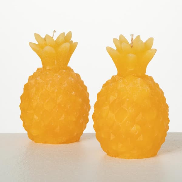 Vance Kitira 5 in. H Yellow Pineapple Candle Set of 2
