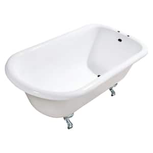 Aqua Eden 48 in. x 30 in. Cast Iron Clawfoot Non-Whirlpool Bathtub in White/Polished Nickel with 7 in. Faucet Drillings