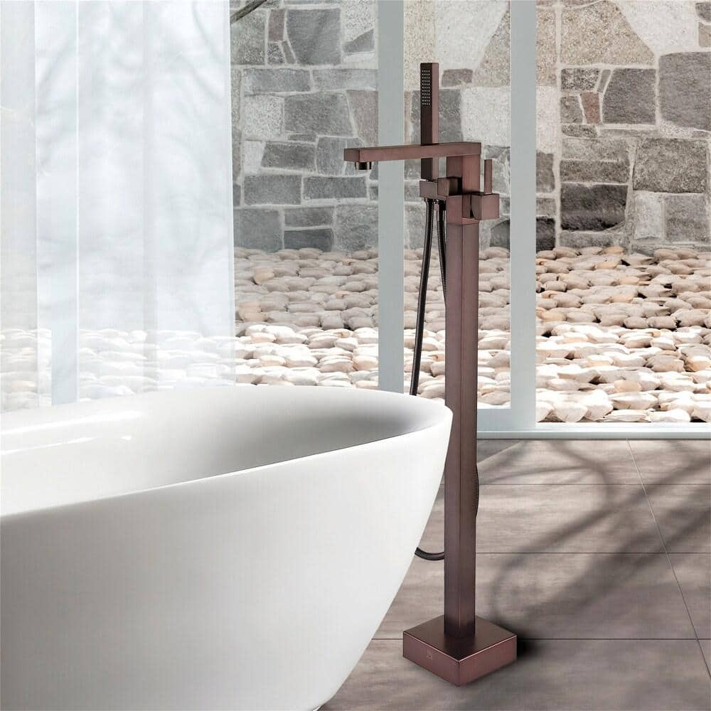 Oil Rubbed Bronze Freestanding Bathtub Faucet with Hand Shower