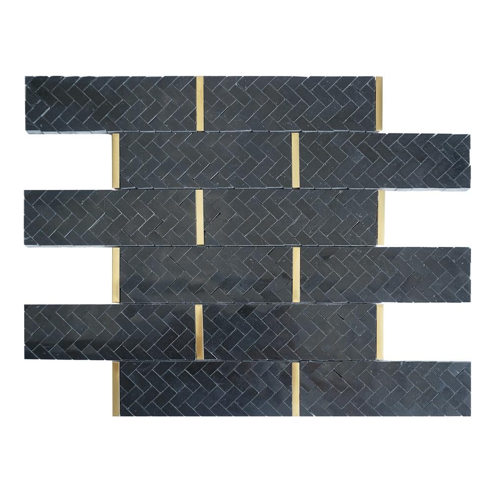 Natural Black and Gold 11.86 in. W. x 11.54 Brick Joint Polished Marble Mosaic Tile Sample price history on PriceWatchPro