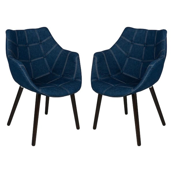 Leisuremod Milburn Denim Color Arm Chair Set of 2