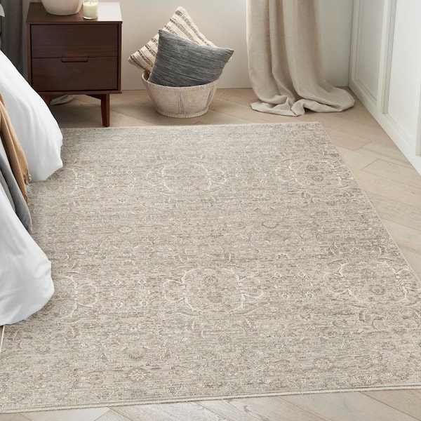 Outlines Grey 5 ft. x 7 ft. Medallion Traditional Area Rug