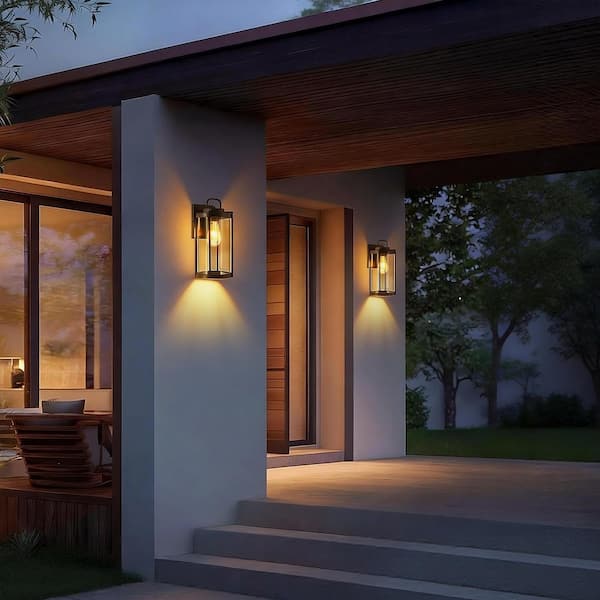 Edvivi 14 in. H 1-Light Matte Black Hardwired Outdoor Wall Light