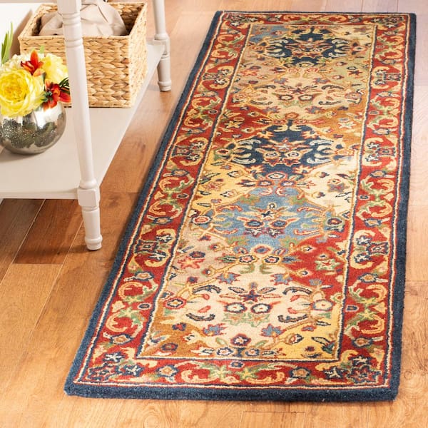 Heritage Multi/Burgundy 2 ft. x 6 ft. Border Runner Rug