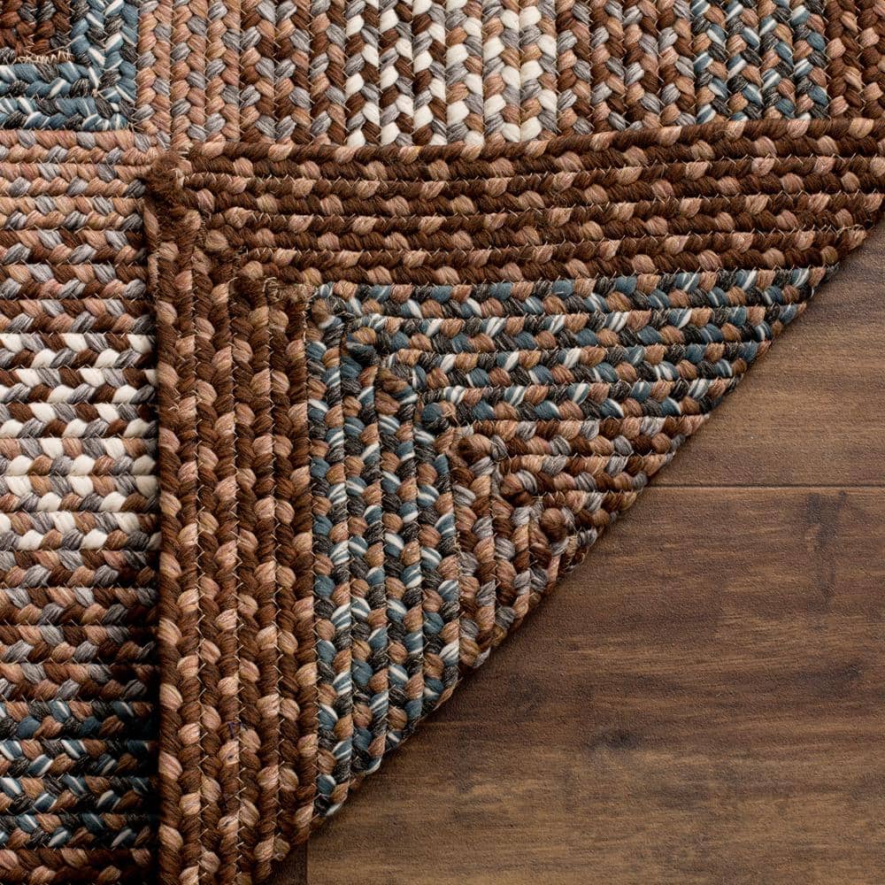 Ivory and Brown Braided Reversible Synthetic Area Rug