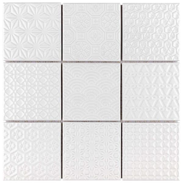 Merola Tile Spirit White 11-5/8 in. x 11-5/8 in. Porcelain Mosaic Tile (0.96 sq. ft./Each)
