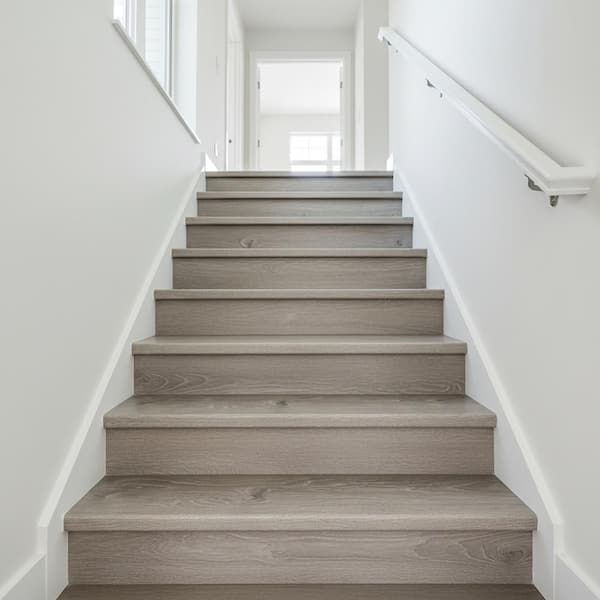 STEPSOLUTION Sterling Oak Vinyl Stair Tread Square-Exact Match for