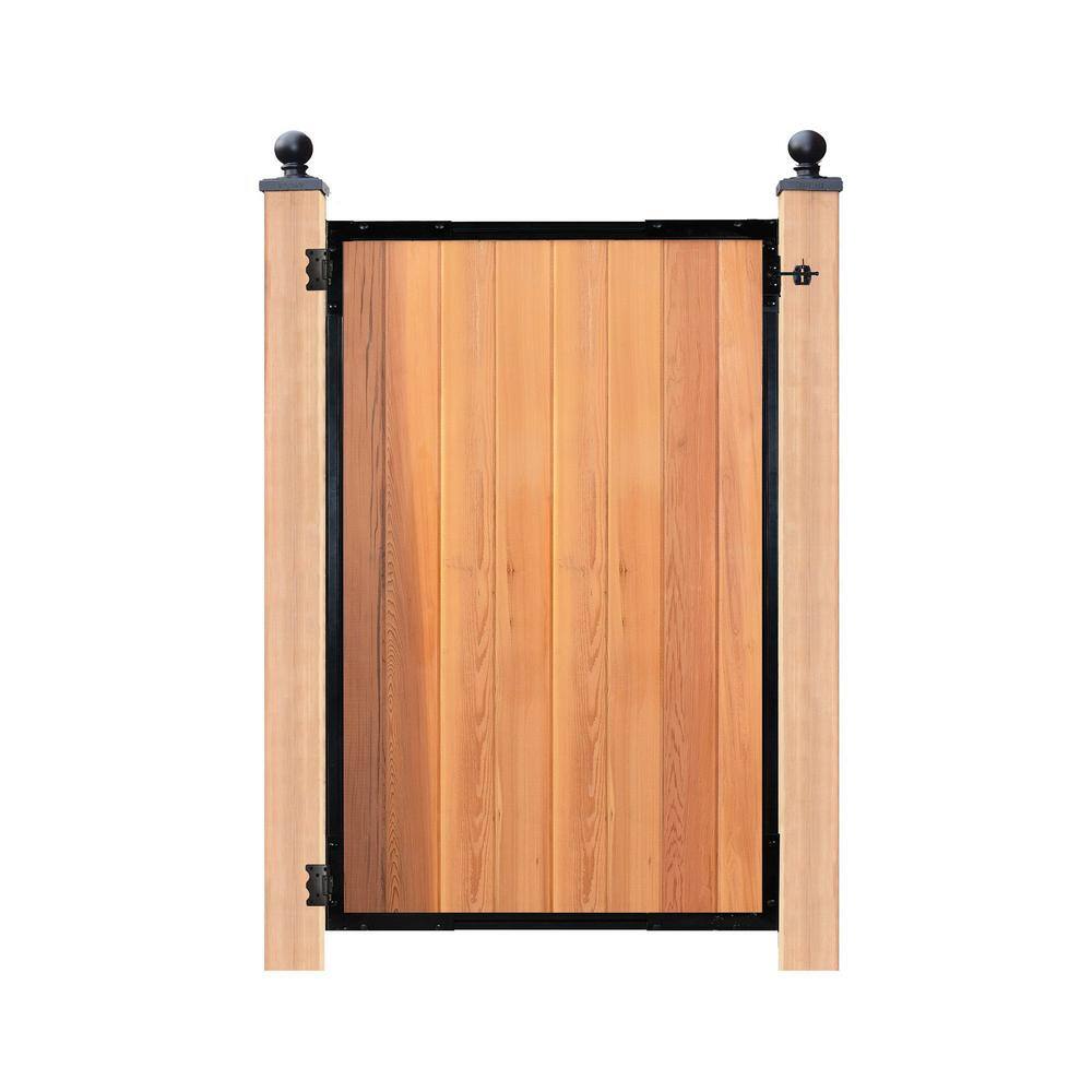 Glossy Black Metal and Wood Garden Gate Frame Kit