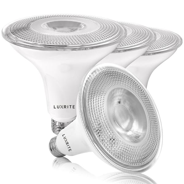 LUXRITE 120-Watt Equivalent PAR38 Dimmable LED Light Bulbs 5000K Bright White Wet Rated (4-Pack)