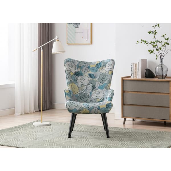 blue flower accent chair